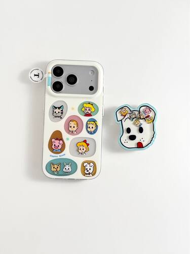 U2 可爱彩色原田治标签适用苹果17pro双层iPhone16支架新款个性少女简约15防摔保护套