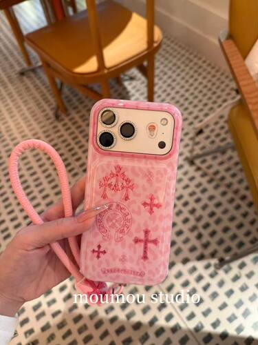 U2 少女心粉豹纹十字架适用于苹果iPhone17promax新款小众手机壳16pro女款15防摔保护套
