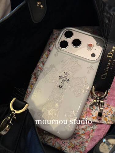 U2 高级感白色蕾丝十字架适用于苹果iPhone17promax手机壳16pro女个性15防摔保护套