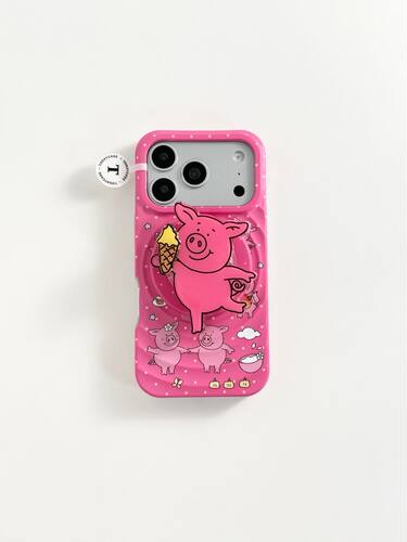 U2 冰淇淋玛莎猪适用苹果17promax新款小众波漾iphone16磁吸支架15可爱手机壳防摔保护套
