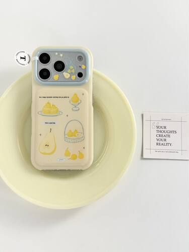 U2 ins奶黄色鸭梨插画适用苹果17promax新款双层iphone16全包15韩系手机硬壳防摔保护套