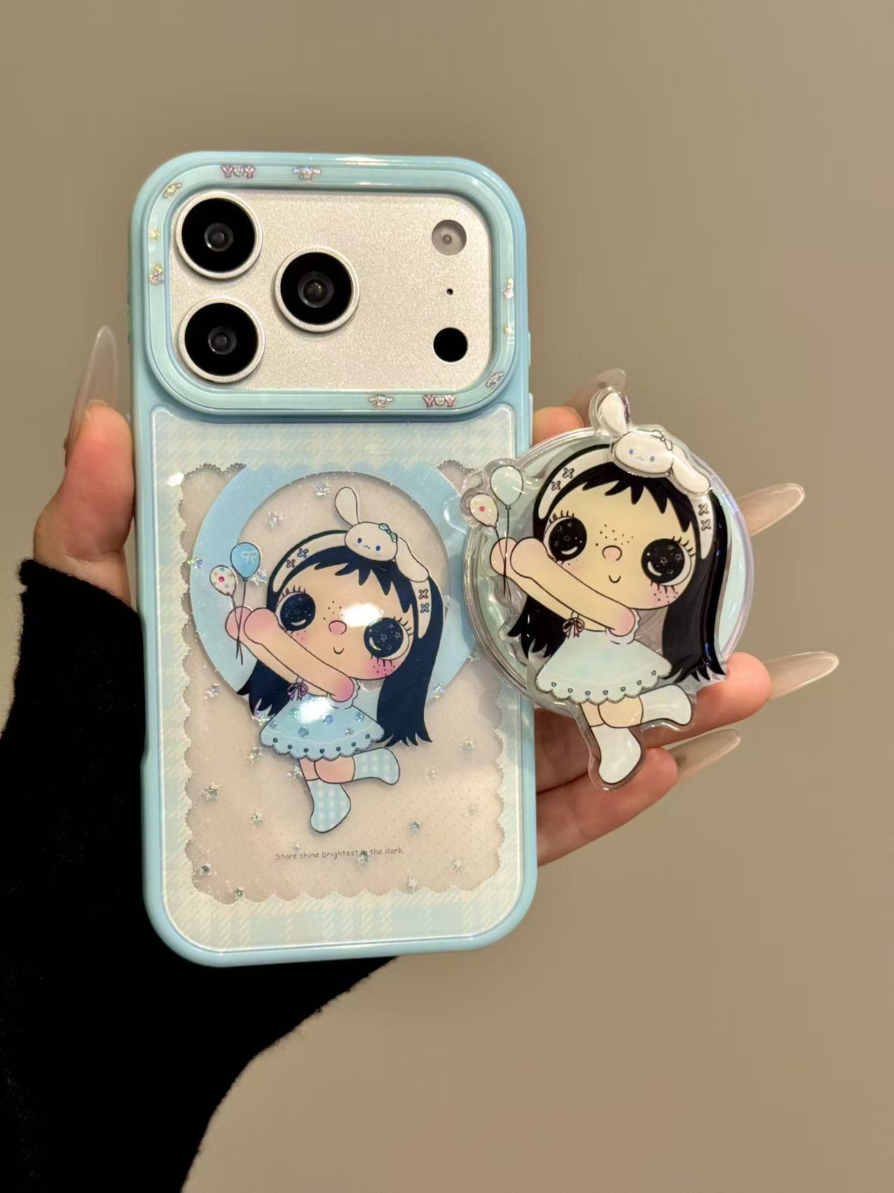U2 可爱蓝底镂空蓝裙子兔子发带小玉适用于iphone17promax新款手机壳苹果16小众卡通图案15防摔保护套