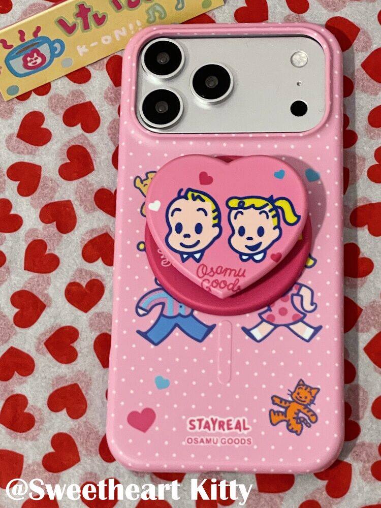 U2 磁吸菲林半包玫粉色波点原田治适用iphone17promax苹果16手机壳15可爱简约防摔保护套