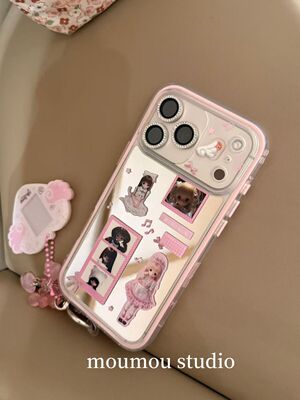 U2 二合一可爱镜面娃娃贴纸适用于iPhone17promax手机壳苹果16pro新款15防摔保护套