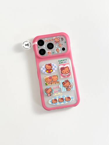 U2 可爱透明黑皮凯蒂猫适用苹果17promax新款小众双层iPhone16个性15全包手机壳防摔保护套