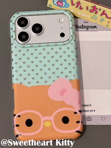 U2 ins薄荷绿爱心黑皮kitty适用iphone17promax新款苹果16手机壳15少女防摔保护套