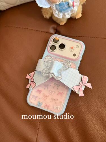U2 ins韩系蝴蝶结支架适用于苹果iPhone17promax新款小众手机壳16pro个性女款15防摔保护套