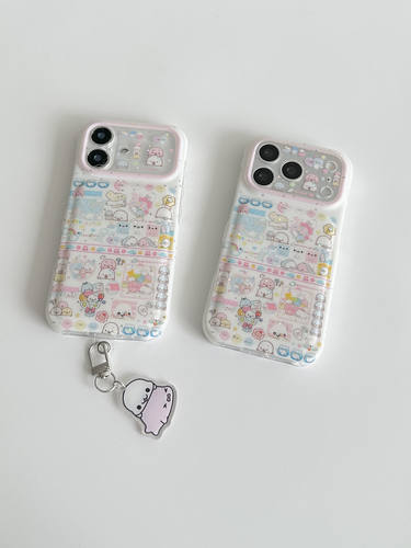 U2 软萌卡通满屏粉小海豚苹果iphone17pro Max手机壳16pro Max新款小众卡通15防摔保护套