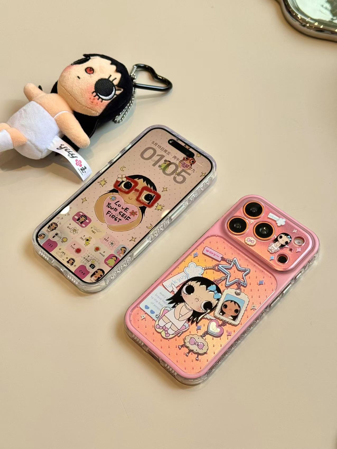 U2 萌趣少女心高跟鞋爱心卡套小玉适用于iphone17promax新款小众苹果16手机壳简约15防摔保护套
