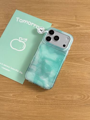 U2 ins小众薄荷绿晕染贝壳纹适用苹果18pro双层iPhone17/16/15手机壳