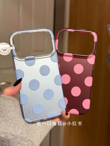 U2韩系蓝红大波点适用iPhone18promax苹果17pro手机壳16新款15