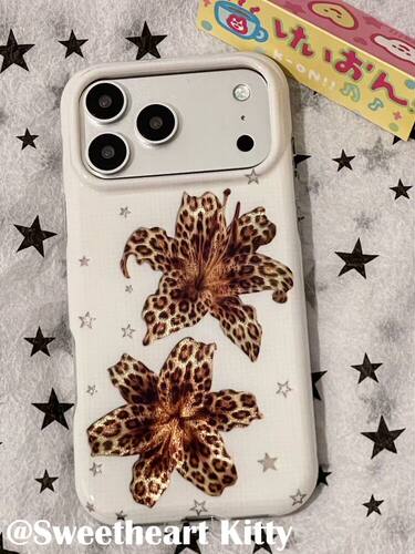 U2 ins古早星星镭射豹纹百合花适用iphone18promax苹果17手机壳16女