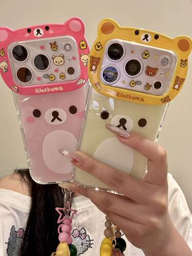 U2 设计感轻松熊镜框大脸表情适用于iphone17promax卡通图案苹果16手机壳15pm防摔保护套