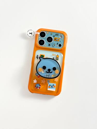 U2 可爱半透晕染蓝橙酷儿适用苹果17promax新款小众全包iphone16个性支架15手机壳防摔保护套