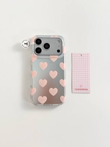 U2 银底粉色爱心适用苹果17promax新款小众双层iphone16韩系15磨砂少女手机壳防摔保护套