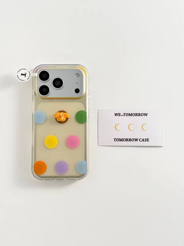 U2 彩色波点立体小狗适用苹果17promax磨砂iphone16透明15可爱手机壳防摔保护套
