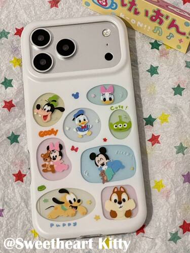 U2 ins可爱彩色迪士尼贴纸图案适用iphone17promax苹果16手机壳15女防摔保护套