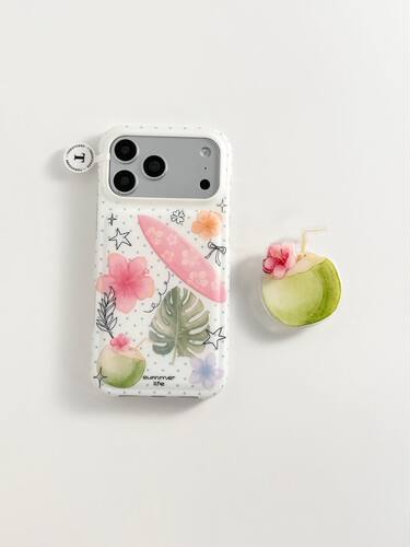U2 韩系油画百合花椰子适用苹果17promax新款小众磨砂iphone16简约支架15手机硬壳防摔保护套