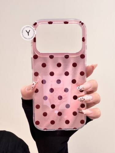 U2 ins风简约珠光粉红色波点IMD双层手机壳适用iPhone18