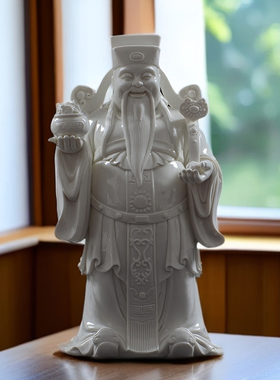 陶瓷文财神摆件家用客厅桌面供奉神像财神爷办公室招财佛像工艺品