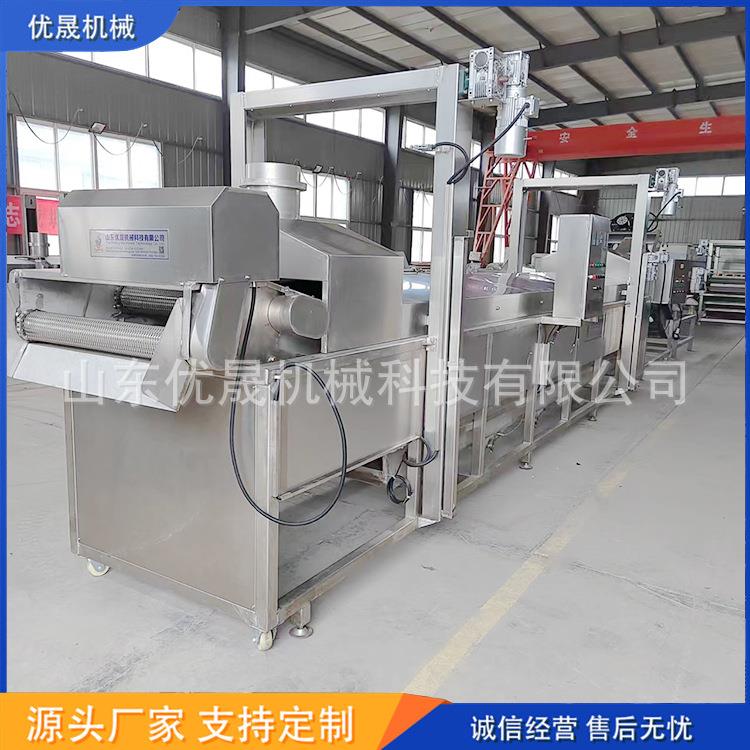 全自动小龙虾油炸线 可控温调速龙虾油炸流水线 皮皮虾油炸机