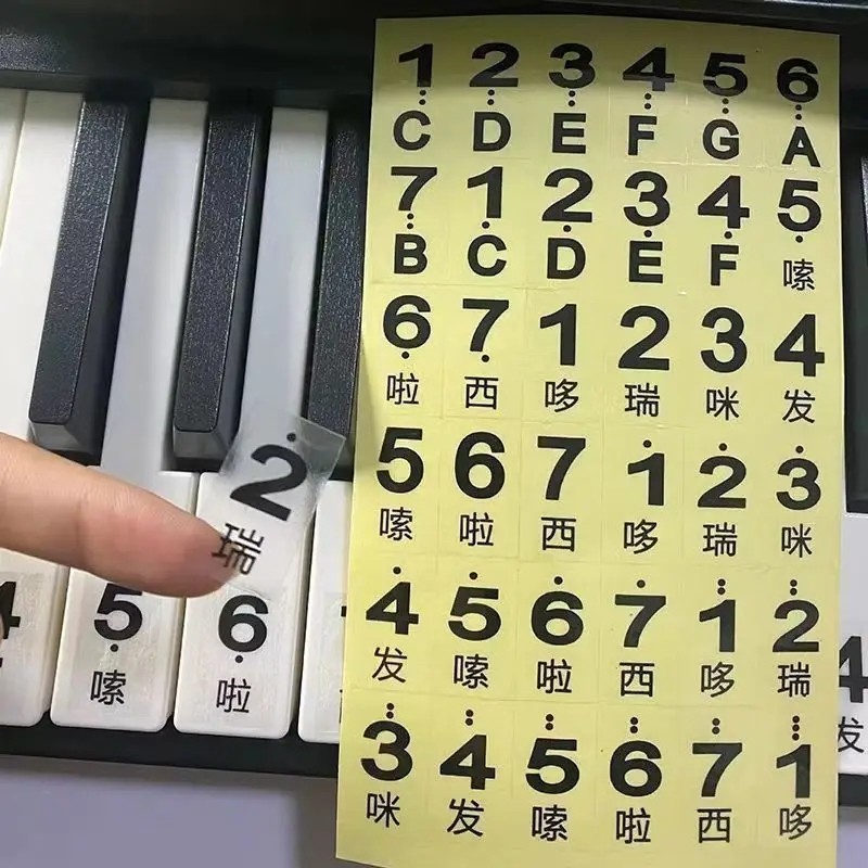 61键电子琴键贴88键钢琴键位贴简谱初学音标数字透明不干胶琴键贴