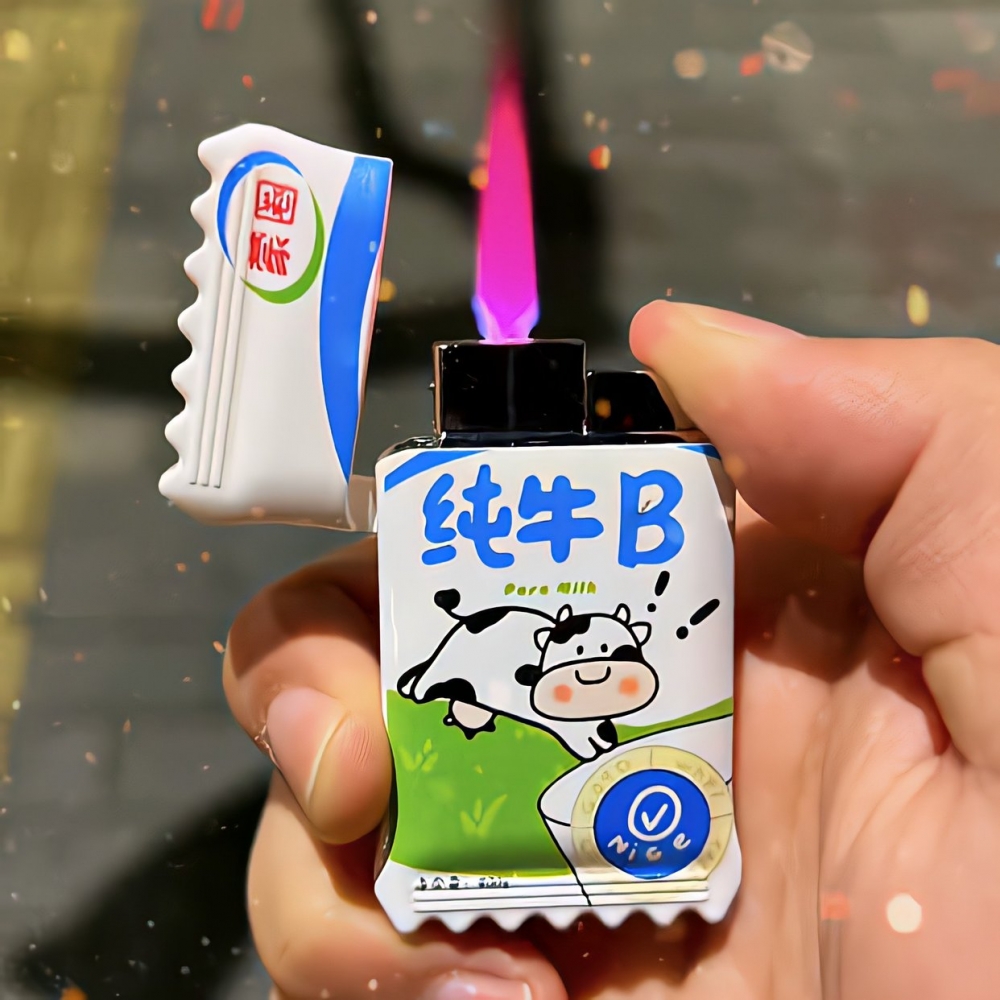 创意糖果造型打火机牛奶糖粉色火焰防风打火机个性炫酷搞怪送男友