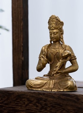 简修行文殊普贤佛像普贤菩萨摆件黄铜像雕像随身佛生肖属兔本命佛