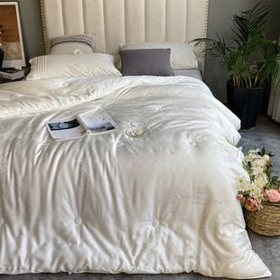 通用双人加厚保暖春秋冬被子 轻奢60支大提花蚕丝雪绒被芯全棉四季