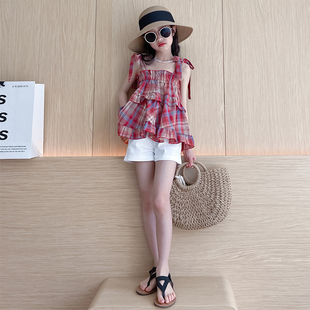 女童夏季裤子薄款2024新款女大童夏装上衣儿童短裤小女孩夏天套装