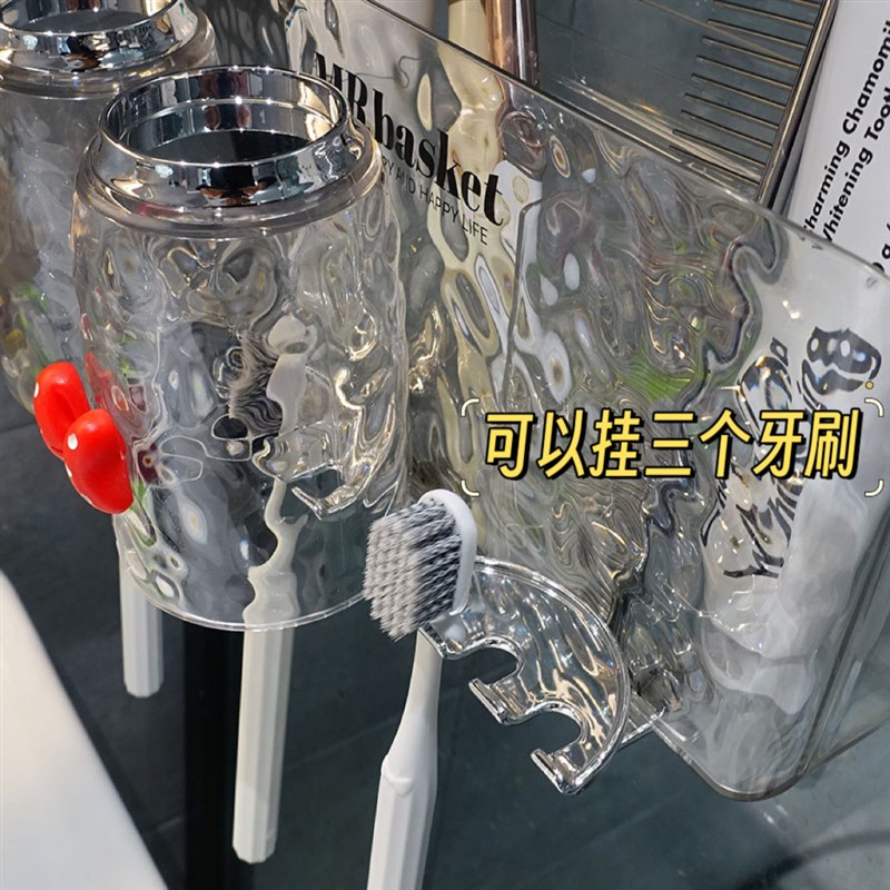 牙刷置物架免打孔漱口杯刷牙杯卫生间壁挂式家庭电动牙膏牙刷架子