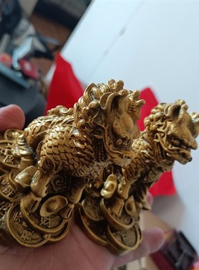 铜麒麟摆件钱镇宅化招财壁刀路冲催子嗣窗台书房办公室反弓煞天斩