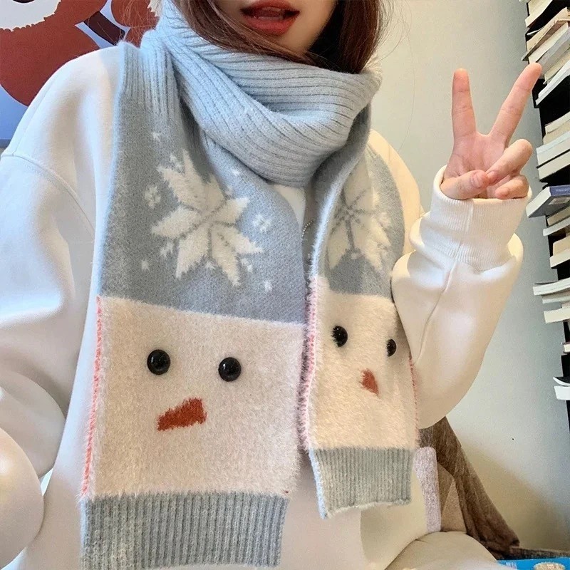 圣诞款雪花雪人针织围巾可爱保暖毛线围脖2025新款冬季韩系氛围感,服饰配件/皮带/帽子/围巾,围巾/丝巾/披肩,淘宝优惠券,粉丝福利购,淘宝优惠卷