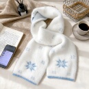 蓝色雪花韩系氛围感女冬季 保暖学生百搭可爱风毛绒围脖男 围巾新款