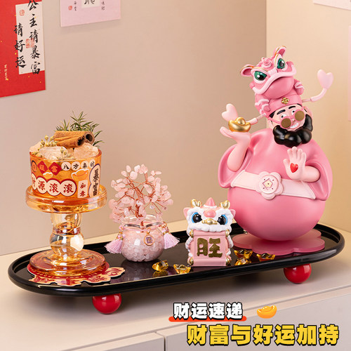 醒狮财神摆件玄关招财家居装饰品