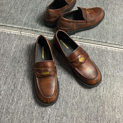 时尚百搭2025新款厚底乐福鞋棕色