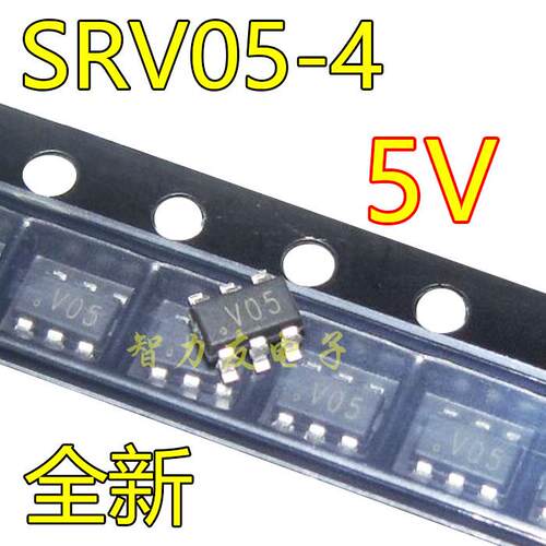 SRV05-4 丝印 V05 贴片SOT23-6 5V 单向TVS/ESD二极管 4通道 全新
