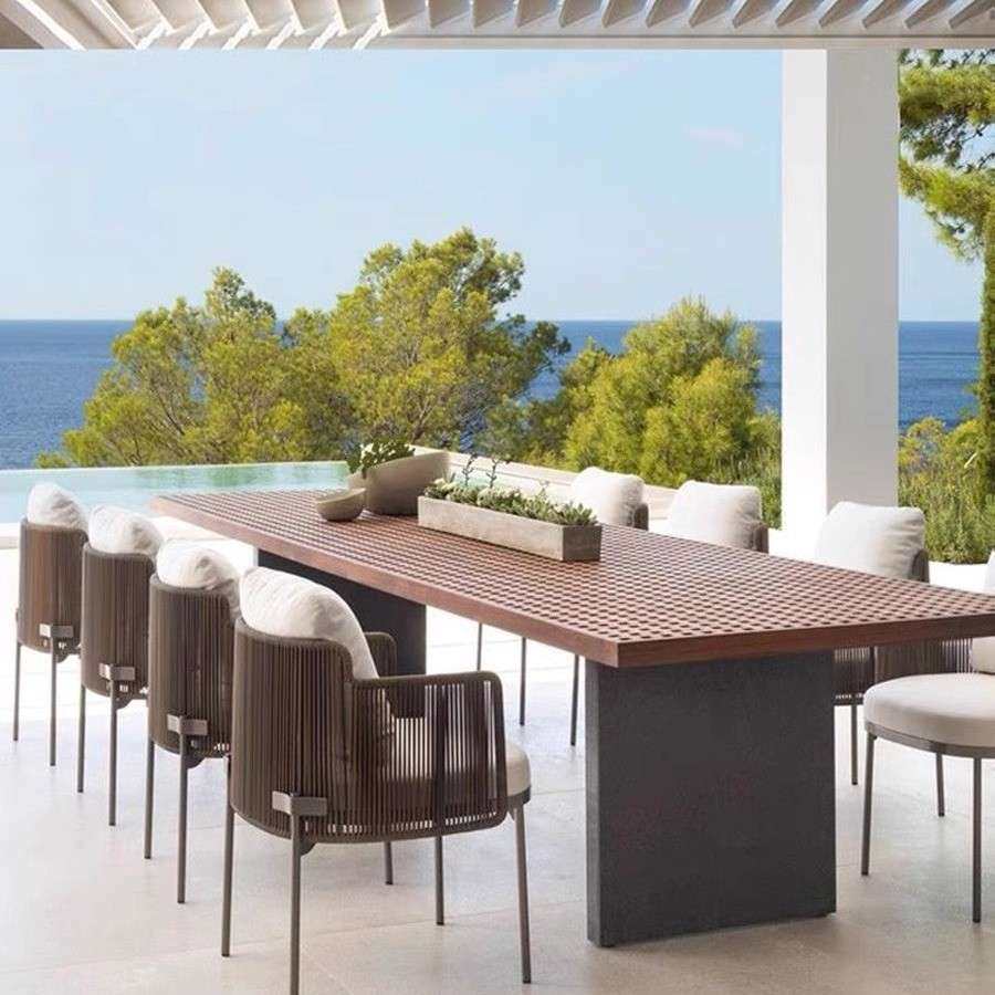 户外桌椅别餐墅庭院花园柚木桌设师露天计台实木室长桌外藤户外桌,商业/办公家具,商用藤编家具,淘宝优惠券,粉丝福利购,淘宝优惠卷