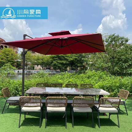 户外露天椅天藤编台桌室外花园庭院多人聚会餐桌防水晒椅22-7-29-