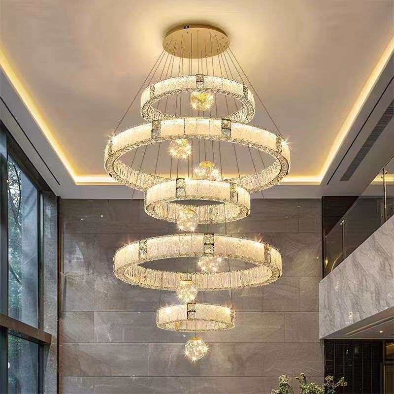 别墅复式楼大吊295吊灯现简约中空跃层loft轻奢新款挑空客厅中空,家装灯饰光源,智能吊灯,淘宝优惠券,粉丝福利购,淘宝优惠卷