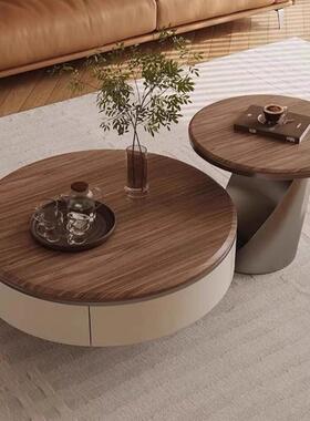 中风圆轻奢简约客厅家用茶大小古组合胡桃几木面16205茶几小户型