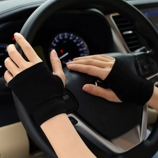 露指手背防晒手套女夏薄款防晒半指纯棉冰丝开车男遮纹身疤痕短款