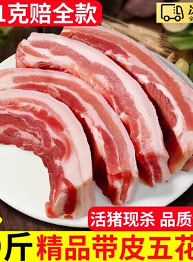 猪五花肉新鲜带皮现杀冷冻精修土猪肉商用食材生鲜大块冷鲜肉猪肉