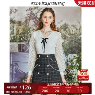 Flowerscoming花儿开了经典格子裙高腰显瘦A裙女时尚百搭短半身裙