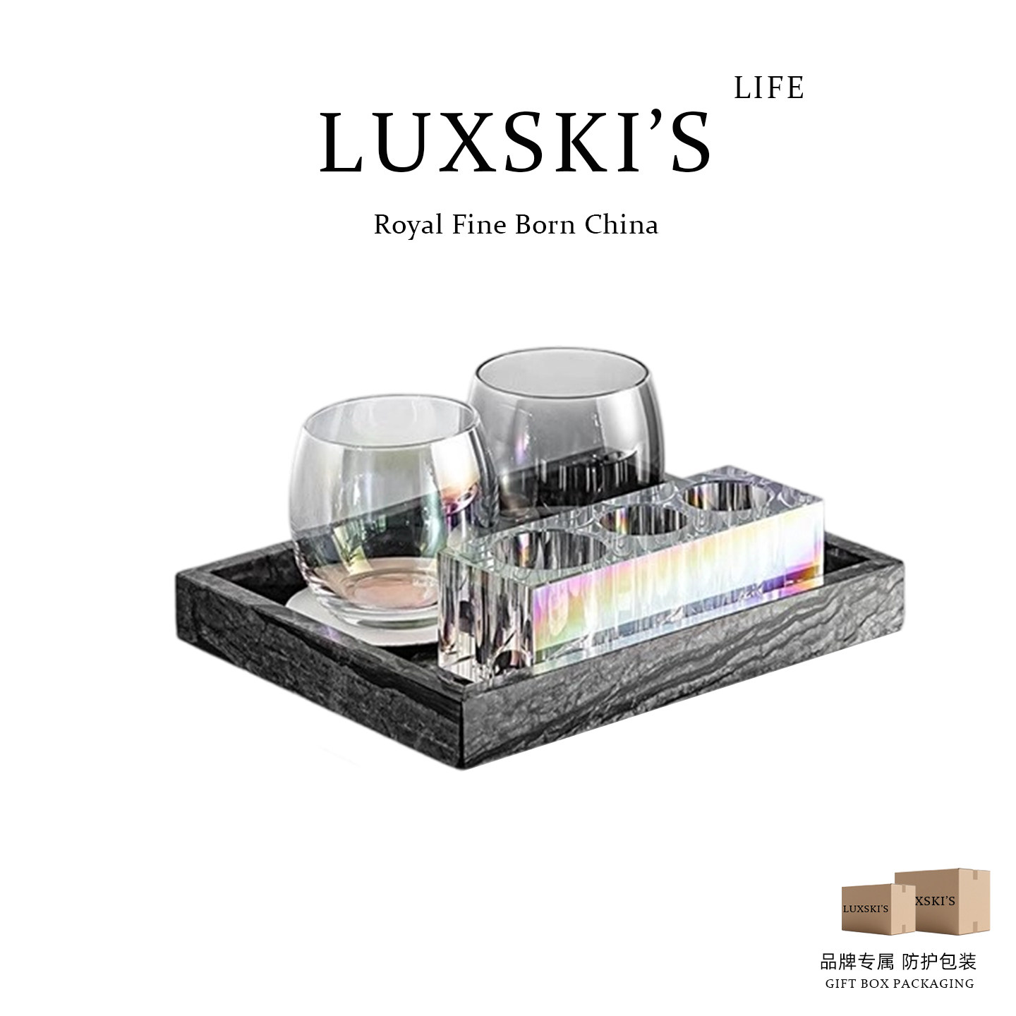 奢华洛高级感水晶电动牙刷置物架酒店漱口杯收纳主卫生间洗漱套装