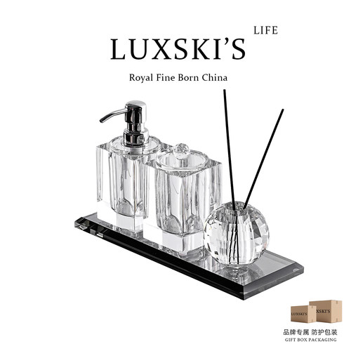 LUXSKI意式轻奢水晶玻璃乳液瓶酒店浴室洗手液瓶肥皂盒香薰瓶摆件 - 封面