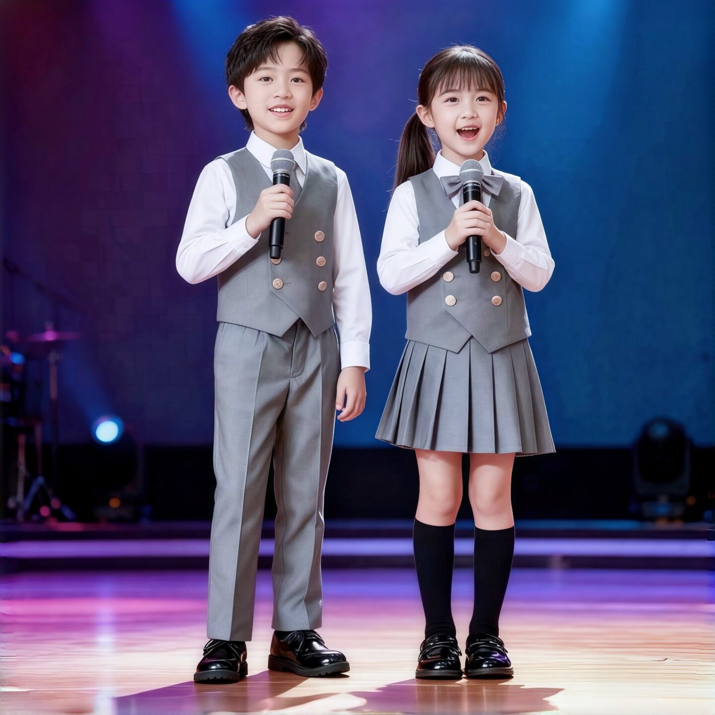 儿童合唱团演出服朗诵男主图片