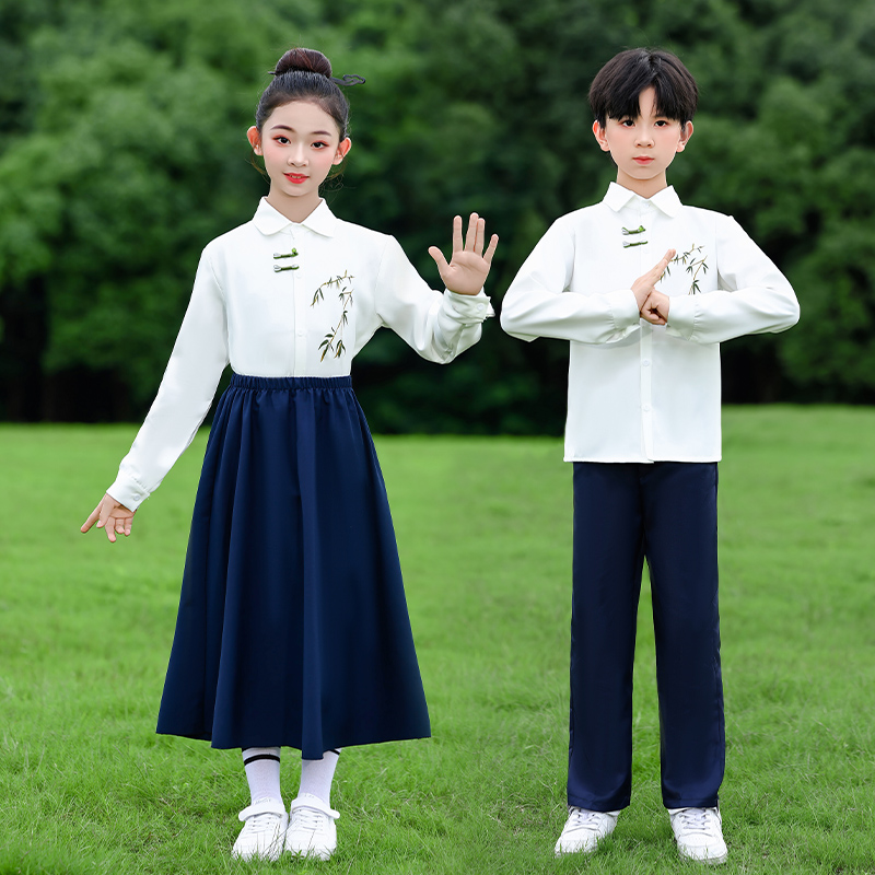 儿童合唱演出服元旦中小学生国风中式班服校服诗歌朗诵秋冬表演服