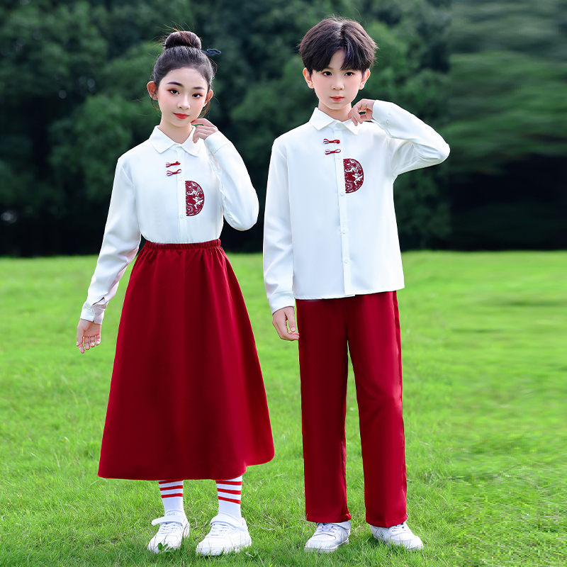 元旦儿童合唱演出服中式国风中小学生诗歌朗诵汉服秋冬运动会班服