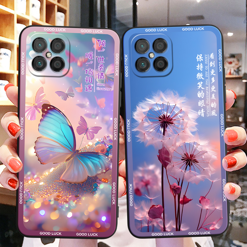 彬彧适用于华为荣耀play5手机壳hjc-an90网红保护套honor畅玩20pro软硅胶nova8se防摔外壳jsc-an00梦幻蝴蝶pl